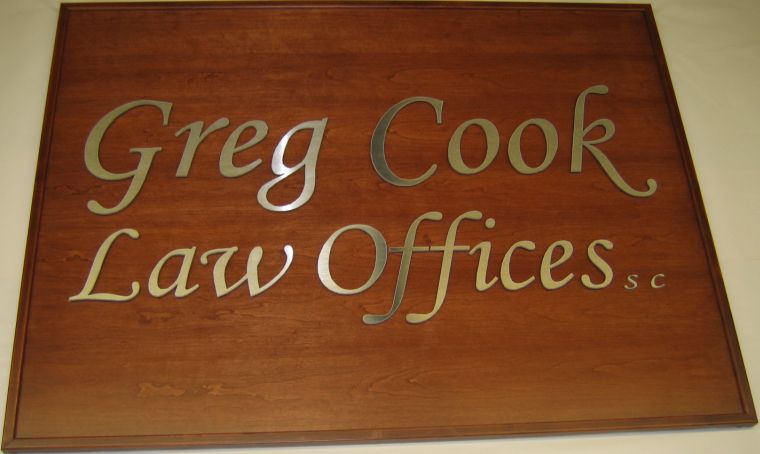 Cherry & Stainless steel sign